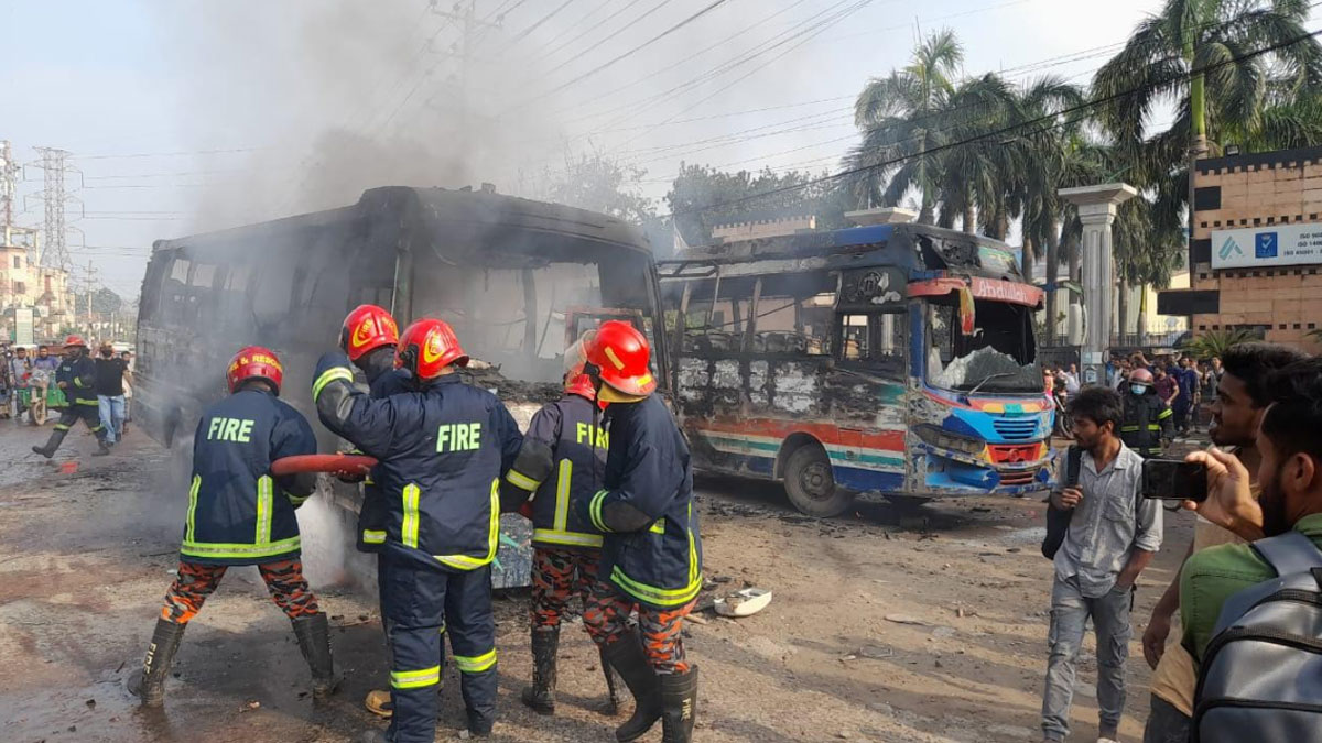 Motorcycle rider killed in Ashulia accident, two buses torched