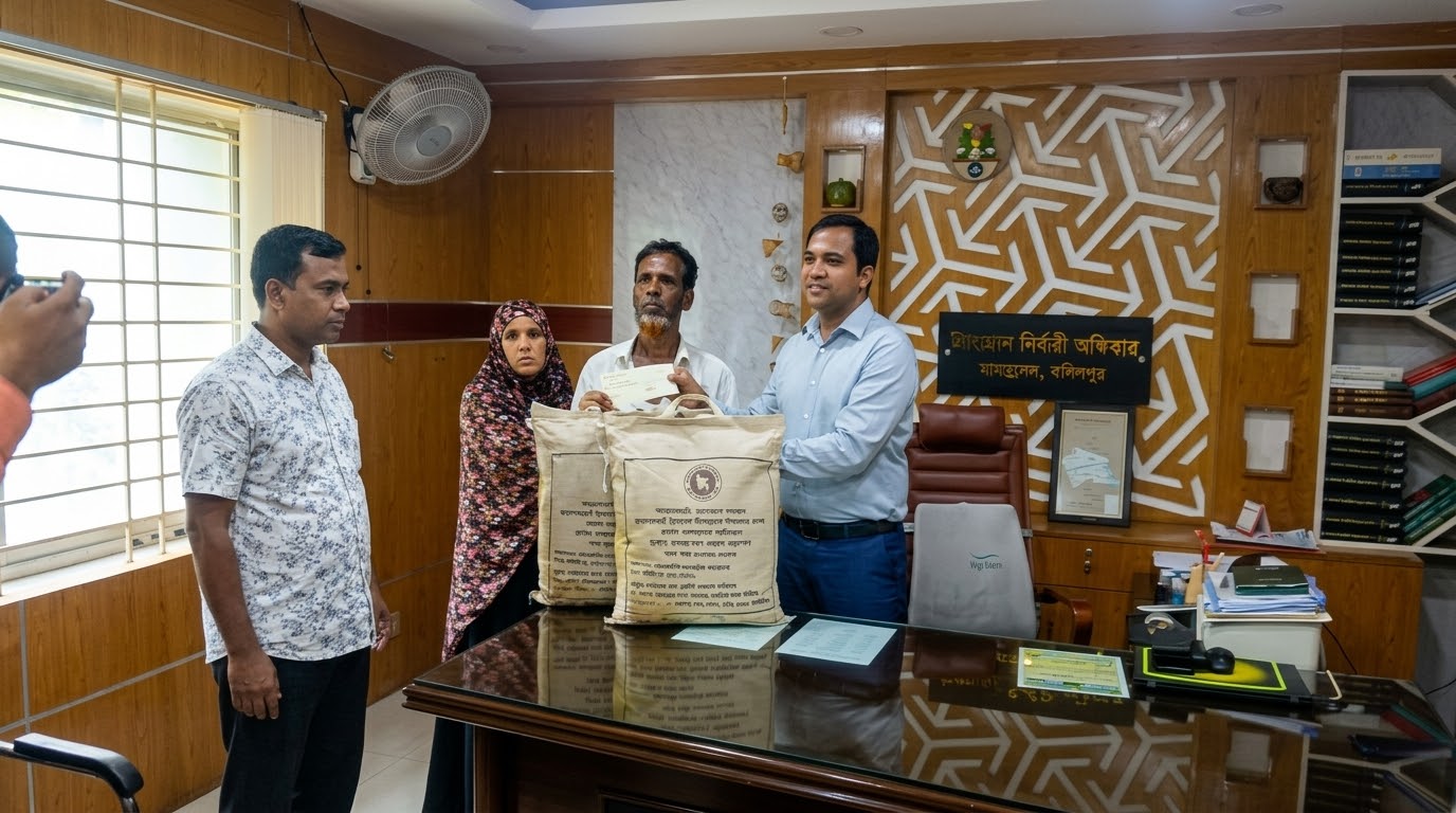 চরভদ্রাসনে অগ্নিকাণ্ডে ক্ষতিগ্রস্ত পরিবারের পাশে প্রশাসন ও ফাউন্ডেশন